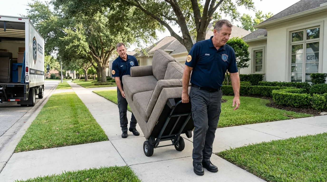 Local residential moving crew loading furniture in Westville, IL
